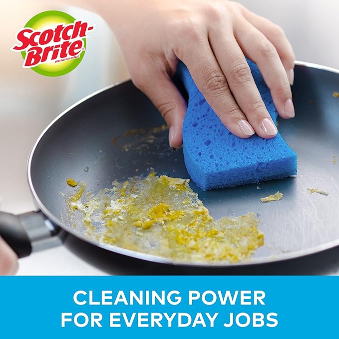 Scotch-Brite No Scratch Scrub Sponges, Blue, 4-1/2 x 2-1/2 x 7/10 in (Pack of 2)