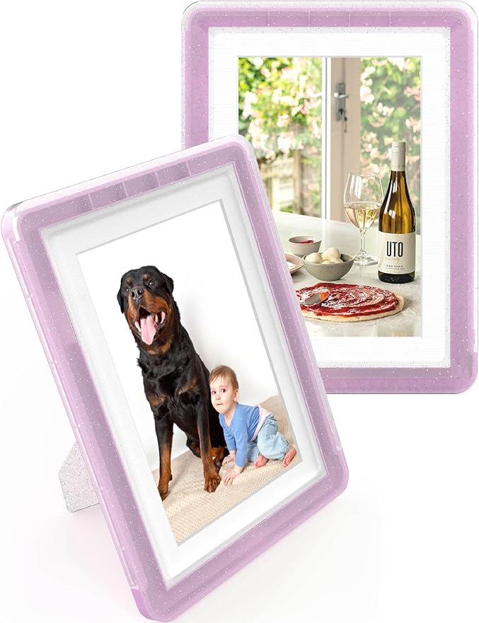 5x7 Picture Frame, Clear Acrylic Photo Frame with White Mat for 4x6 Photos, One-Piece Shatterproof Tool-Free Design, UV-Resistant Waterproof Tabletop Frame for Home Office Decor with 10-Year Warranty