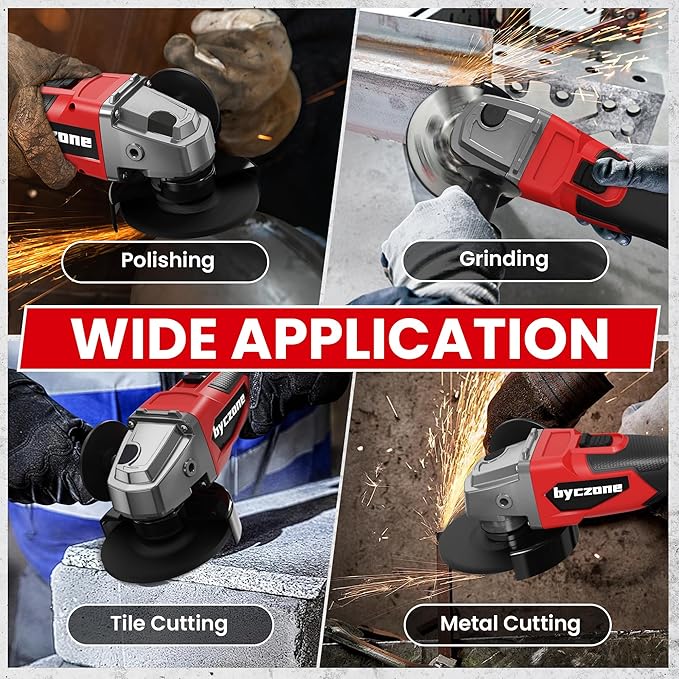 Cordless Angle Grinder Compatible with Milwaukee 18V Battery (NO BATTERY), 4-1/2 Inch Angle Grinder Power Tool with Spanner, 3 Variable Speed, MAX 8500 RPM, Brushless Motor