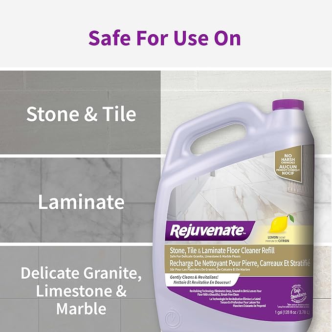 Rejuvenate Stone, Tile & Laminate Floor Cleaner Gently Cleans And Revitalizes Delicate Granite, Limestone And Marble Floors, 1 Gallon