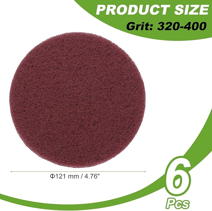 Power Scrub Pads, Scrubbing Pads 320 Grits Scouring Discs - Fitting for (Home Kitchen Cleaning - Drill Attachment - Scrubber Replacement) 6 Pcs & 5 Inch & Red