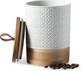 Miamolo Large Coffee Containers with Lids, Ceramic Coffee Canister Kitchen Food Storage Cookie Jars with Airtight Lid for Spice Sugar Tea Candy, Stackable Decorative Jars for Counter - White 28 fl.oz