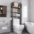 GRUSIGN Over-The-Toilet Storage Shelf, 4-Tier Bathroom Organizer Shelf, Freestanding Space Saver Shelves Over Toilet with Adjustable Shelf for Bathroom, Brown