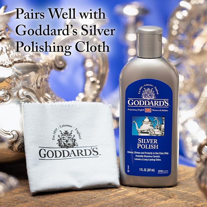 Goddard's Silver Polish Liquid - Silver Cleaner and Polish for Jewelry, Silverware, Ornaments, Accessories, Antiques & More - All-in-One Tarnish Remover Solution, 7 oz