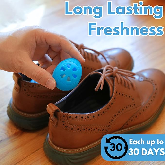 Air Jungles Shoe Deodorizer Balls 12 Ct, Fresh Linen Scent, Odor Remover Balls for Sneakers, Gym Bags, Lockers, and Drawers, Essential Oil Provides Natural Freshness