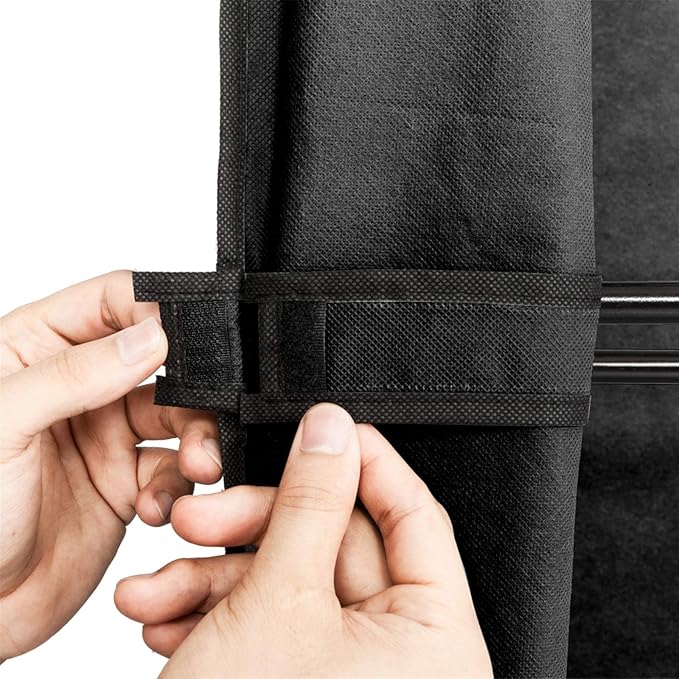 Portable Closet Wardrobe,71'' Closet Storage Organizer Rack with Shelves and Cover for Hanging Clothes, Non-Woven Fabric, Quick and Easy to Assembly (Black)