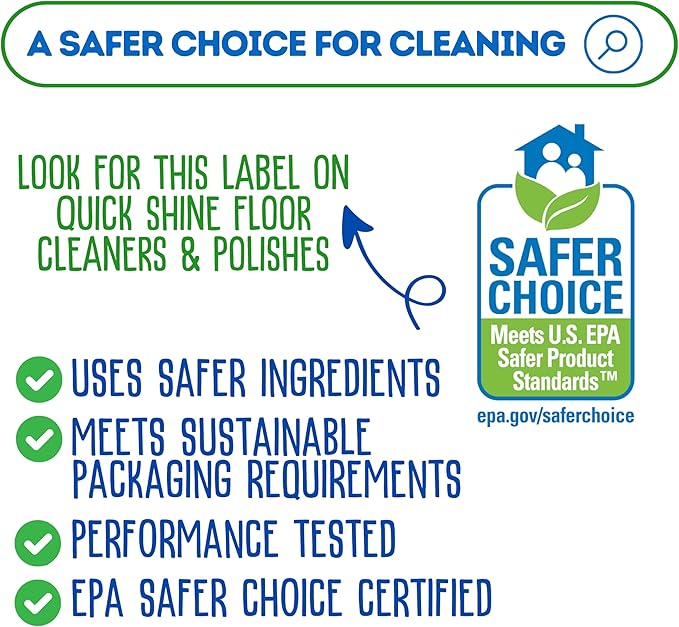 Quick Shine Multi Surface Floor Cleaner & Floor Polish w/Clean Shine Technology 2-27oz Bottles | Use on Hardwood, Laminate, Luxury Vinyl Plank, Tile & Stone | Safer Choice Formulas