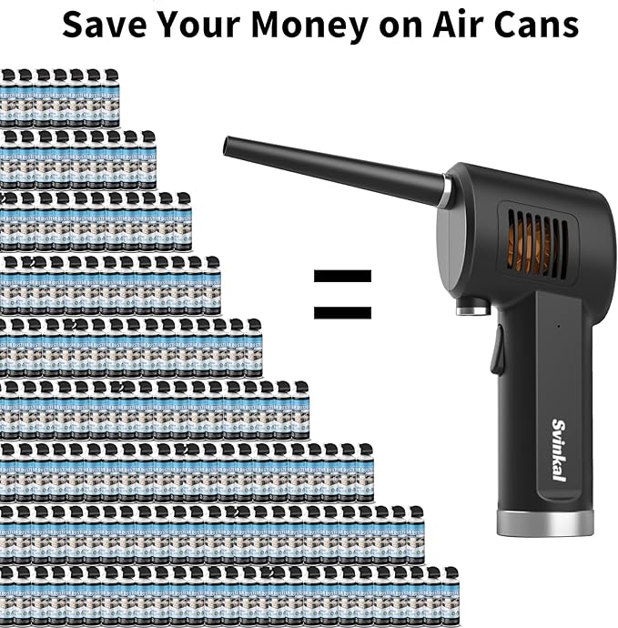 Svinkal Air Duster, Handheld Cordless Air Duster, Air Blower Rechargeable, Electric Compressed air Gun Battery Operation, for Cleaning Computer Keyboard Camera Lego Toys.