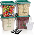 4L NSF Food Storage Containers: 4 PCS [Food Grade][Hot&Cold Resistant] Commercial Clear Food Storage Containers with Lids for Restaurant Kitchen Proof Dough, Measuring Spoons Included(Green)