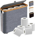 Toilet Paper Roll Storage, Bathroom Slim Toilet Paper Storage with Lid for 12 Rolls, Ultimate Bathroom Organizer with Anti-Slip Base, 17.8" x 6" x 13.8", Grey