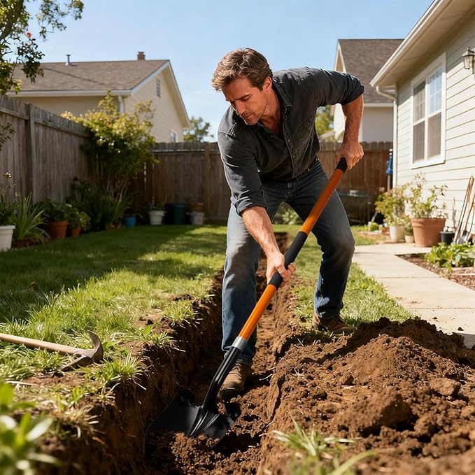 Shovel for Digging Heavy Duty Metal Shovel with Fiberglass Handle, 56 Inches