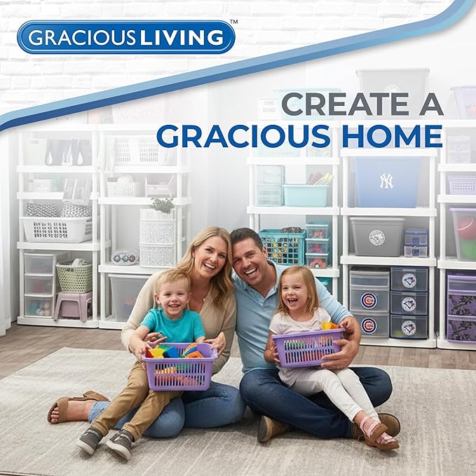 Gracious Living 4 Shelf Fixed Height Ventilated Medium Duty Storage Unit 14 x 32 x 54.5" Organizer System for Home, Garage, Basement, & Laundry, Black