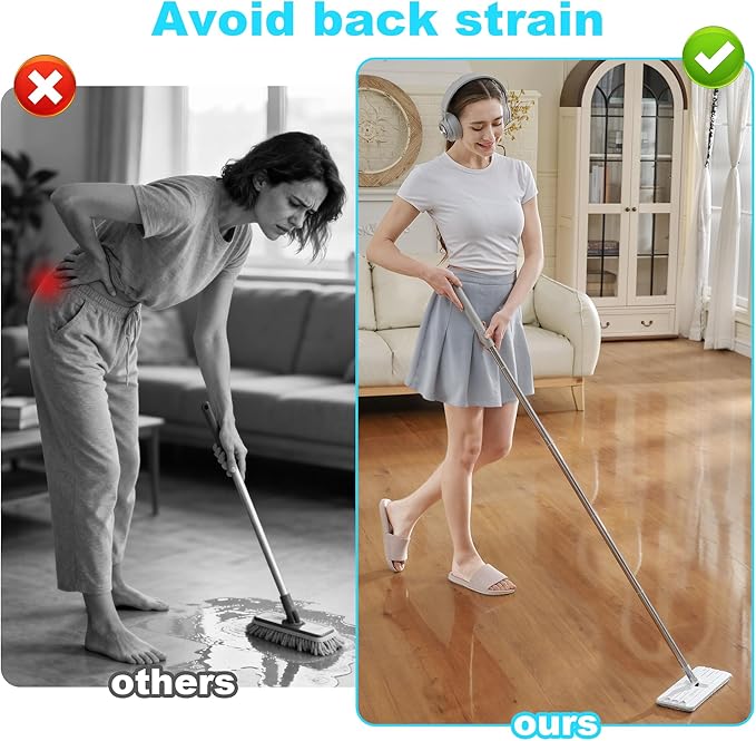 JOYMOOP Mop Handle Extension Rods, for Extending & Replacing Flat Mop, Stainless Steel Mop Handle Rods, Pack of 2 pcs Rods