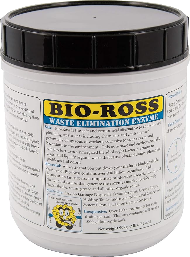 Bio-Ross Drain & Septic Drain Cleaner By Bio Ross Elimination Enzyme Drain Cleaner One 2 lbs Containers