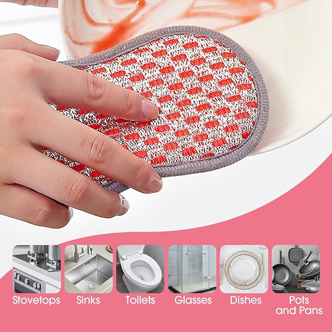 Multi-Purpose Kitchen Scrub & Microfiber Sponge – Durable, Chemical-Free, Machine Washable, Tough Cleaning Power