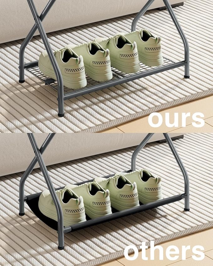 1-Piece Foldable Gray Luggage Rack Stand with Storage Shelf – Heavy Duty Metal Suitcase Holder, 150 lbs Top, 50 lbs Bottom, Fits 20”-28” Luggage – Guest Room, Bedroom, Hotel LR-GY-1