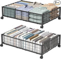 Hleelomi Under Bed Storage with Wheels, 360° Rotating, No-Assembly Underbed Storage Containers, 2PACK