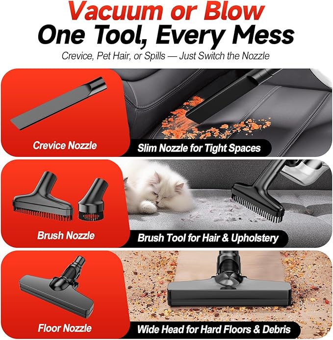 Cordless Handheld Vacuum Cleaner Compatible with Milwaukee 18V Battery,16000Pa Portable Shop Vacuum with 2 HEPA Filters & 4 Attachments, Lightweight Vacuum for Car, Home & Garage-Tool Only, No Battery