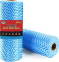 AIDEA Blue Shop Towels-2 Roll, All-Purpose Microfiber Blue Shop Towels, Lint-Free Cleaning Rags Microfiber Cloth, Reusable Paper Towels for Automotive, Mechanic, Workshops, House, Kitchen-11×9"