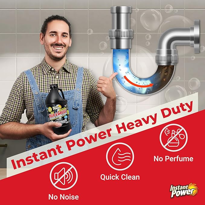 Hair & Grease Cleaner for Drains – Fast-Acting Liquid Clog Remover for Kitchen and Bathroom Plumbing, Safe for Pipes and Septic Systems, Includes Microfiber Cleaning Towel