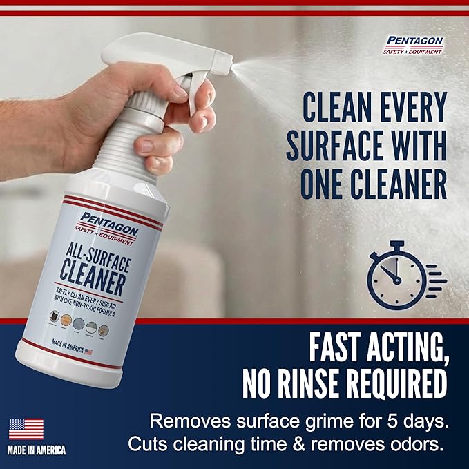 PENTAGON SAFETY EQUIPMENT All Surface Cleaner Spray (32oz) – Non-Toxic, Streak-Free & Alcohol-Free | Safe for Electronics, Glass, Kitchen & Bathroom | Family-Safe Formula, Made in USA