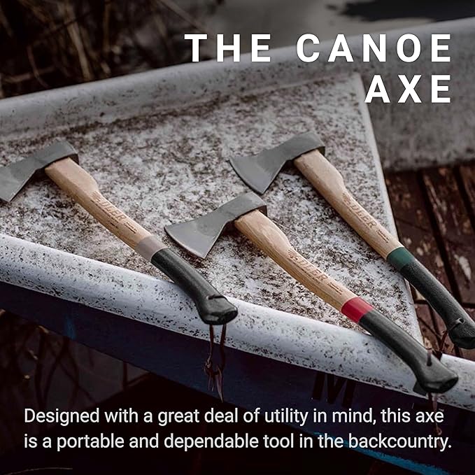 Adler Canoe Axe - German Made with a 19.5 inch Handle Coated in Anti-Slip Black Grip Paint - 1.35 Pound Head Weight