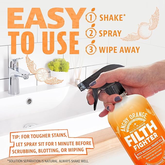 ANGRY ORANGE Citrus Multipurpose Cleaner Spray for Kitchen and Bathroom - 24 oz - 1 Pack