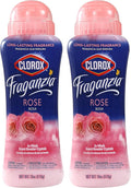Clorox Fraganzia Laundry Scent Booster Crystals, In-Wash Fragrance Beads for Fresh-Smelling Clothes & Linens, Safe for All Fabrics & Colors, Easy-Pour Bottle, Rose Scent, 18 Oz, 2 Pack
