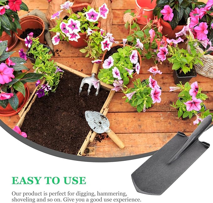 Heavy Duty Gardening Spade and Mini Shovel for Planting with Manganese Steel Blade, Narrow Tip, Thickened Garden Hand Tool for Lawn and Soil Digging