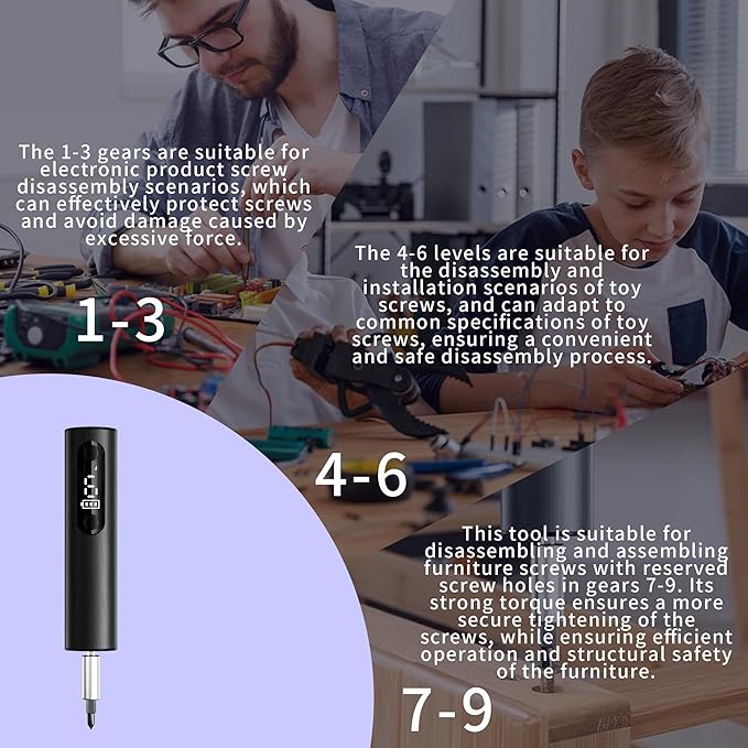 Wireless Charging Electric Screwdriver Set -Cordless Stick Precision Drill with Magnetic Bits, for Electronics/Phone/Watch Repair, DIY & Home Appliances,Multi-Functional Mini screwdriver kit (Black)