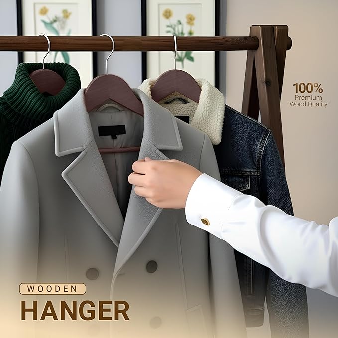 Utopia Home Premium Wooden Hangers 30 Pack - Durable & Slim Coat Hanger - Suit Hanger with 360-Degree Rotatable Hook - Wood Hangers with Shoulder Grooves (Vintage Color)