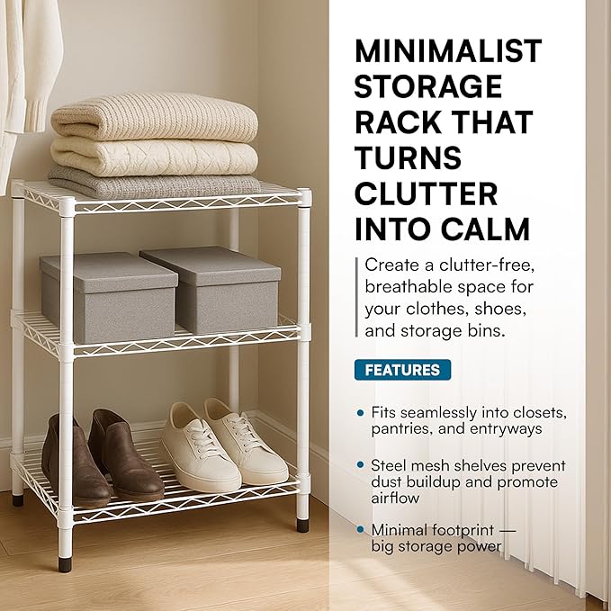 Steel Shelving Unit, 250-Pound Capacity Per Shelf, Adjustable Heights, Rust-Resistant, NSF-Certified for Pantry Organizers, Laundry Room Organization, Storage Shelves