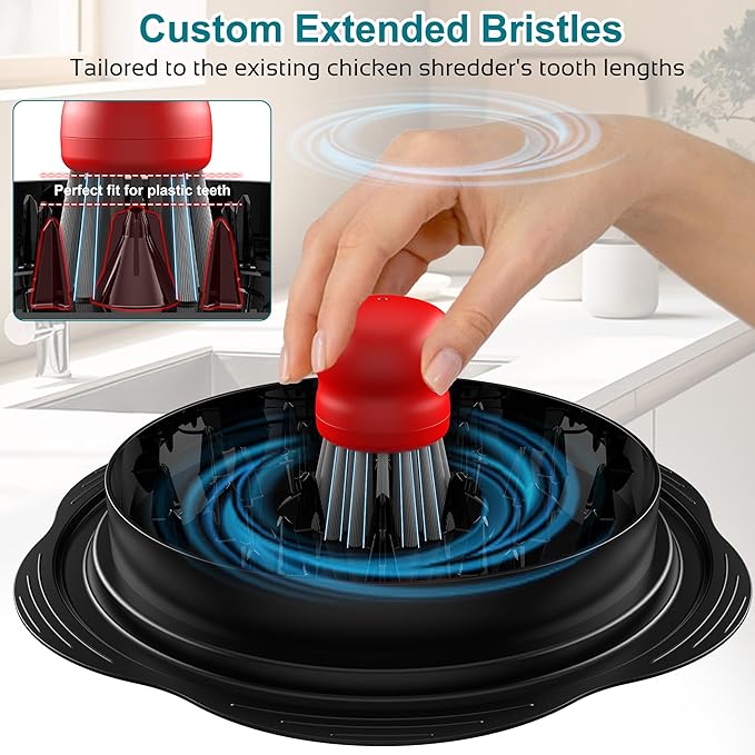 Mini Dish Brush for Cleaning Chicken Shredder, Palm Brush Dish Scrubber with Ergonomic Grip, Kitchen Brush for Washing Dishes, Pans, Pots, Sink (1, Red)