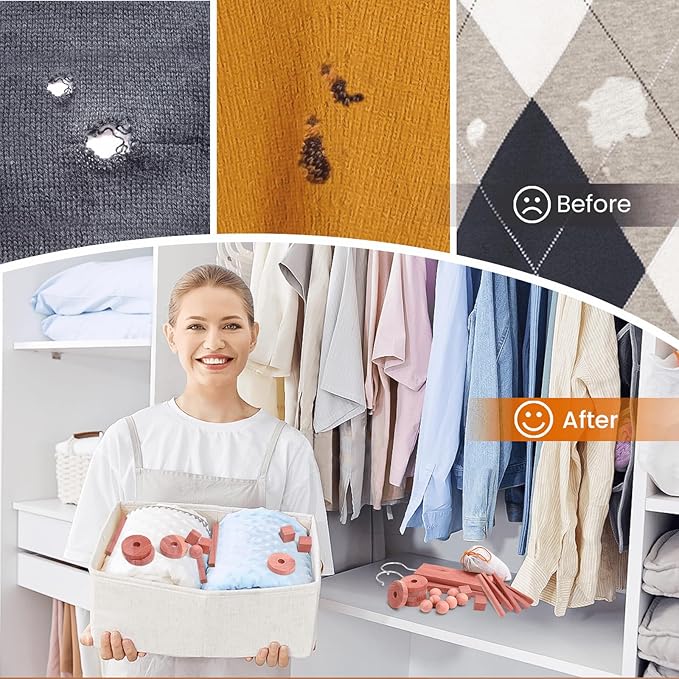 Homode Cedar Blocks for Clothes Storage, Set of 40, Cedar Chips for Closets and Drawers, Aromatic Cedar Wood Balls and Cedar Sachets, Cedar Closet Freshener