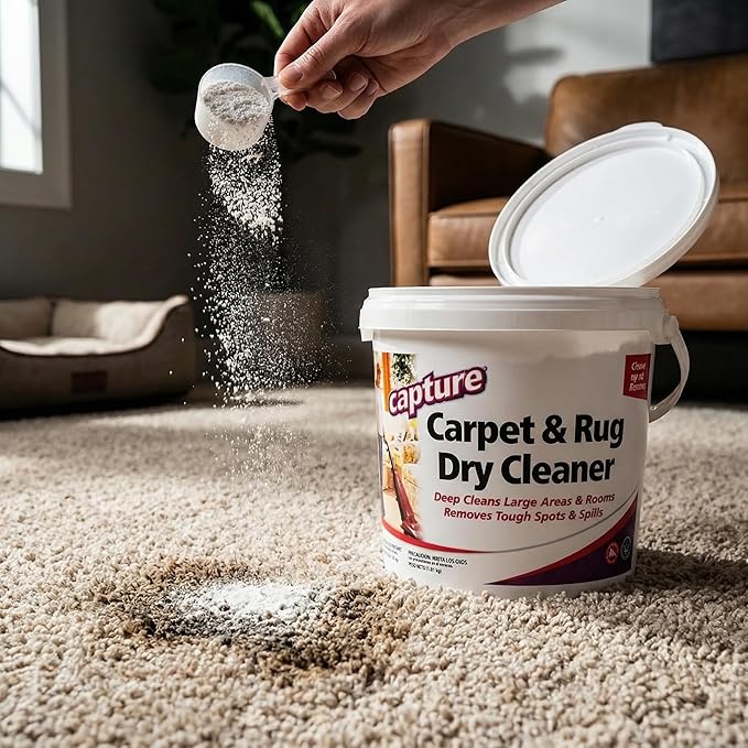 Capture Premium Lemon Scent Carpet Cleaner 4 lb Powder – 2 Pack Carpet Cleaner and Upholstery Cleaner – Carpet Powder for Vacuuming and Rug Cleaner – Dry Cleaning at Home with bag clips