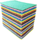Bundaloo 24 Pack Scouring Pads Scrubbers Set in Red, Yellow, Pink, Green and Blue - Multipurpose, Non Abrasive, Non Scratch - Synthetic Fiber Cleaning and Scouring Scrubs - 6x4 Inches…