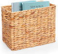 Magazines Holder Basket - Wicker Magazine Basket, Handwoven Magazine Holders for Bathroom,Home Magazine Storage Basket, Water Hyacinth Magazine Rack Organizer for Books, Newspapers, Narrow Rectangle