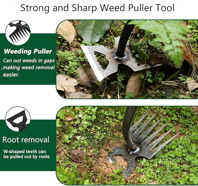 Weed Puller Tool Gardening Hand Weeder Tools,2025 New Weeding Artifact Uprooting Weeding Tool,6 Teethes Manganese Steel Weed Removal Tool, Dual Purpose Manual Weed Pulling Tool for Lawn Garden