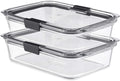 Rubbermaid Brilliance Glass Food Storage Containers, 8 Cup, Set of 2, BPA-Free, Leak-Proof, Clear