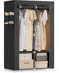 SONGMICS Portable Closet, Wardrobe Closet Organizer with Cover, 2 Hanging Rods and Shelves, 4 Side Pockets, 33.9 x 17.7 x 65.7 Inches, Large Capacity for Bedroom, Living Room, Ink Black URYG091B01