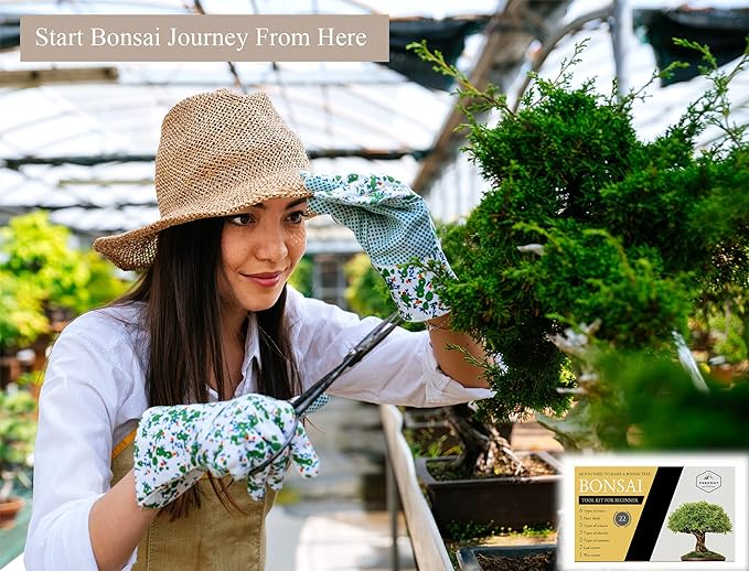 Bonsai Tree Tools Kit, 22 PCs Bonsai Tools Set High Carbon Steel Trimming Tools Set Include Pruning Shears, Cutters, Training Wires, Bonsai Grooming Care Kit for Beginner Gardening Gifts