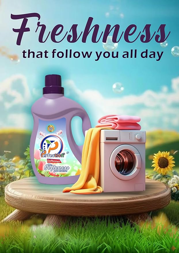 Perfectionplus Fabric softener, ultra soft, concentrated formula, long lasting fresh scent, gentle on clothes, reduces wrinkles, 2L(67.6 Fl.oz) 90 loads, high performance.