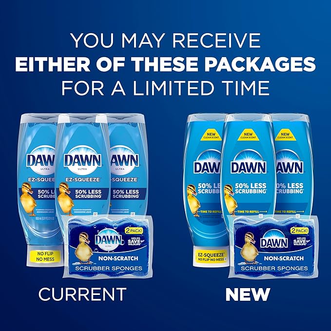 Dawn Ultra EZ-Squeeze Dish Soap Liquid, Dishwashing Liquid, Grease Removal, Upside Down Bottle, Original, 3x22 Fl Oz Bundle