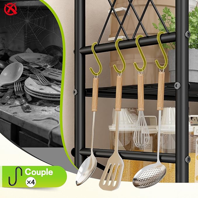 Wire Shelving Storage Rack with Hooks,Metal Shelving Units Shelf Organizer,Wobble-Free Garage Shelving with Adjustable Leveling Feet for Kitchen Pantry Laundry Bathroom Closet Dorm,12"D x 30"W x 60"H