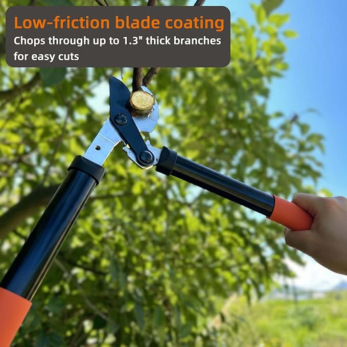 Loppers for Tree Trimming, Sharp Steel Blade Branch Cutter Bush and Tree Trimmer with 1.3" Clean Cut, Garden Clippers with Gear Action, Lightweight Pruner, Yard Tools for Gardening (15 Inch)