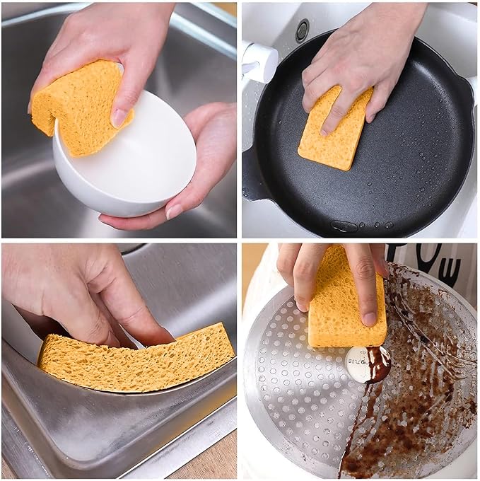 6 - Pack Non-Scratch Scrub Sponges - Sponges for Dishes and Washing Dishes, Cleaning Sponges for Kitchen Home Office, Magical 3D DIY Art and Craft Suppliers（Yellow）