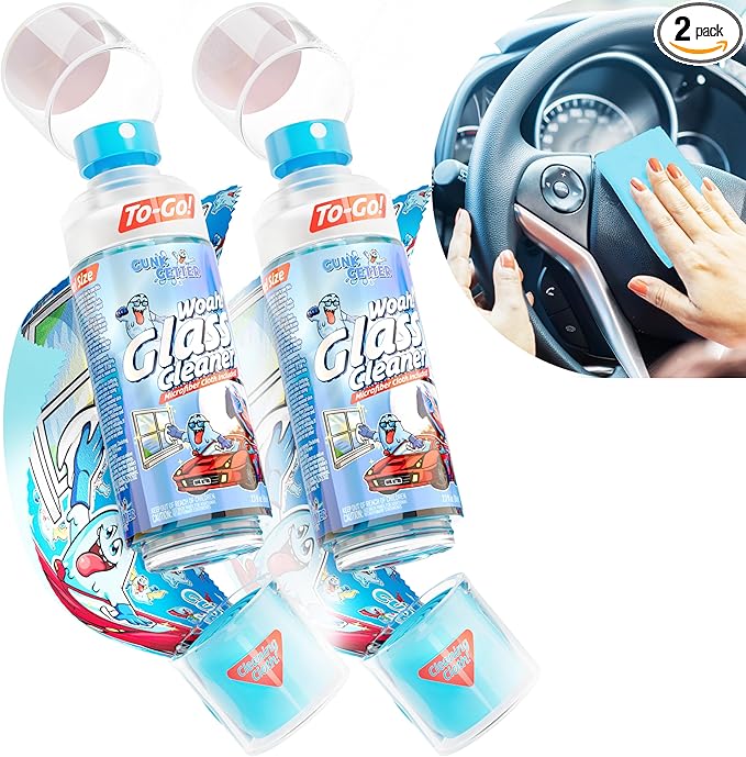 Travel Spray Bottle With Microfiber Cap - Glass Cleaner (2 Pack)
