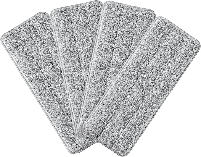 JOYMOOP Microfiber Flat Mop Pads, Washable Replacement Refills for Mop Bucket Set, 13 Inch, Pack of 4, Grey