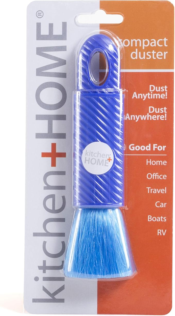 Kitchen + Home 6.5" Inch Compact Travel Duster - Electrostatic Duster - 2 Pack Blue with Carry Case