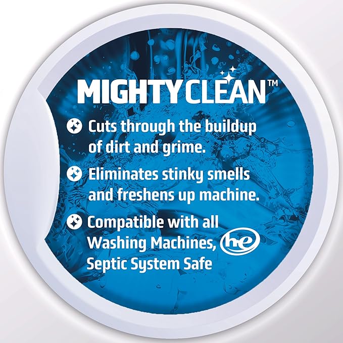 MIGHTY CLEAN Washing Machine Cleaner Tablets 24 Pack - 1 Year Supply, Septic Safe Washing Machine Cleaning Tablets, Washer Cleaner Tablet, Works with All Washers Including HE
